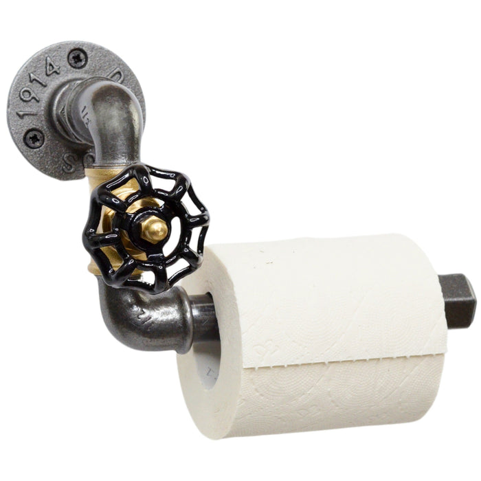 Distributeur Papier WC Vanne Noire - Modèle 3 - Petit Volant - Laiton et Fonte Distributeurs de papier hygiénique 