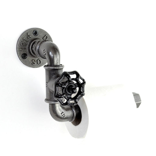 Dérouleur papier WC vanne noire | Modèle 3, petit volant fonte Distributeurs de papier hygiénique Barre à droite (photo) noir 