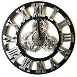 Relógio de parede estilo vintage em prata com algarismos romanos