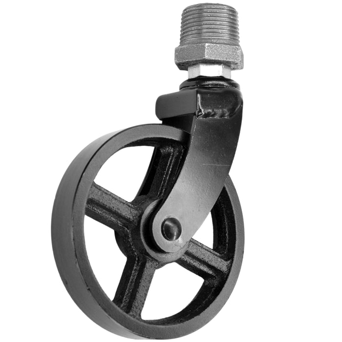 Roulette industrielle noire métal - 90mm - Avec Raccord de Plomberie 3/4'' (20x27mm) mâle Price 
