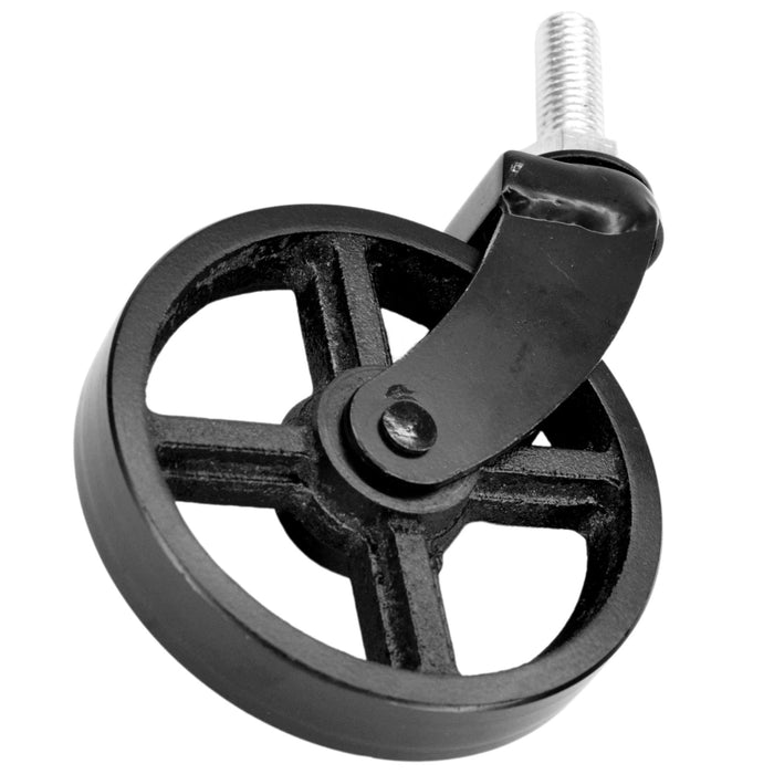 Roulette industrielle noire métal - 90mm - Avec Raccord de Plomberie 