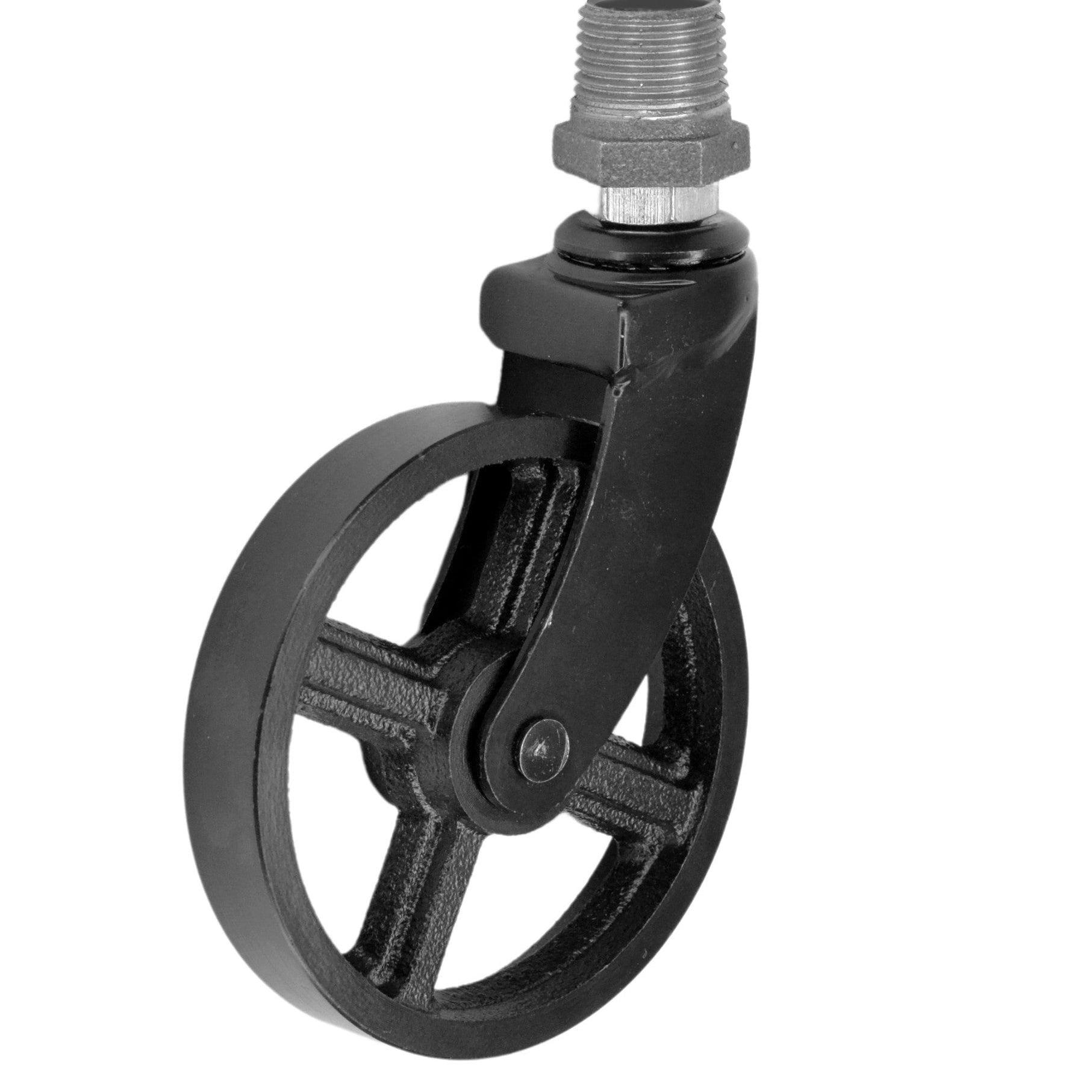 Black Industrial Caster: With plumbing fittings adapter — styleindus