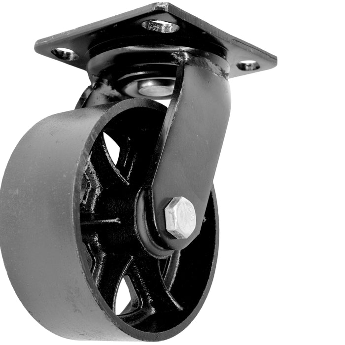 Roulette industrielle noire métal pour meuble - 125mm 