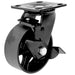 Roulette industrielle noire métal pour meuble - 125mm Pivotante - Frein latéral 