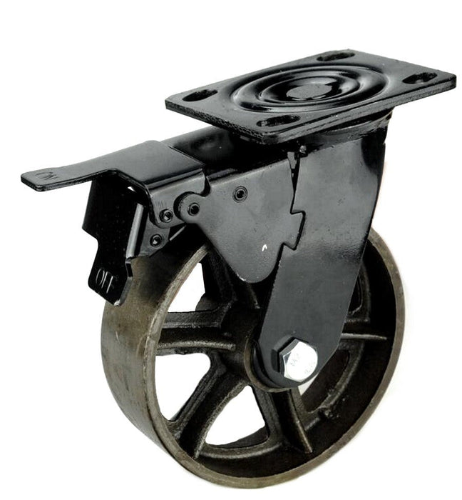 Roulette industrielle noire métal pour meuble Pivotante + Frein 